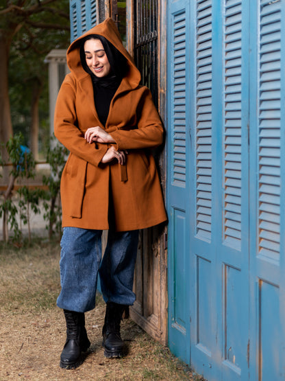 WOOL COAT WITH HOODY