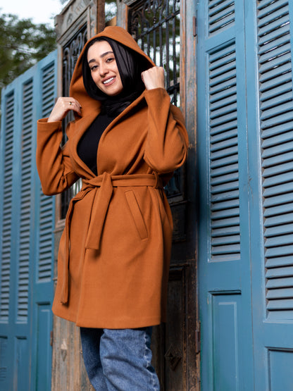 WOOL COAT WITH HOODY