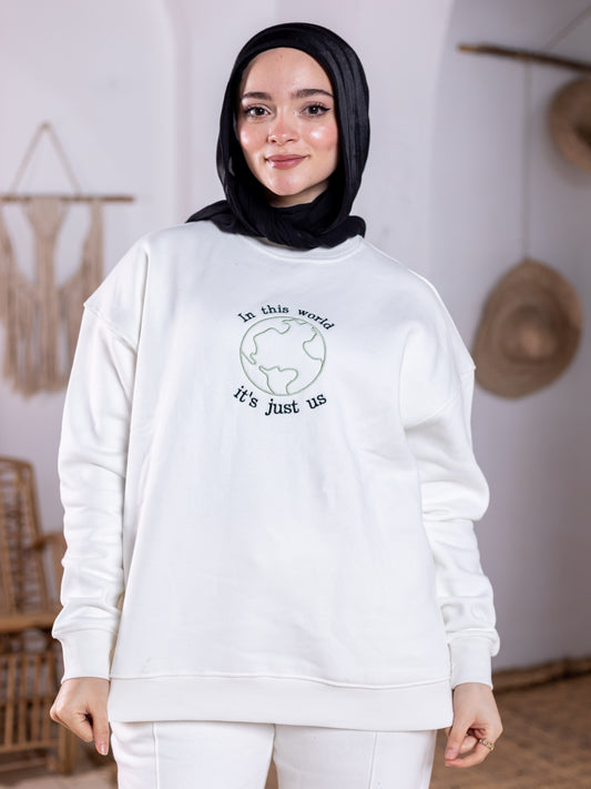 Printed Hoodie (World) - White