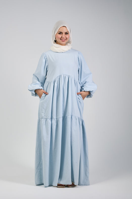 TAJ Denim Dress - Baby Blue