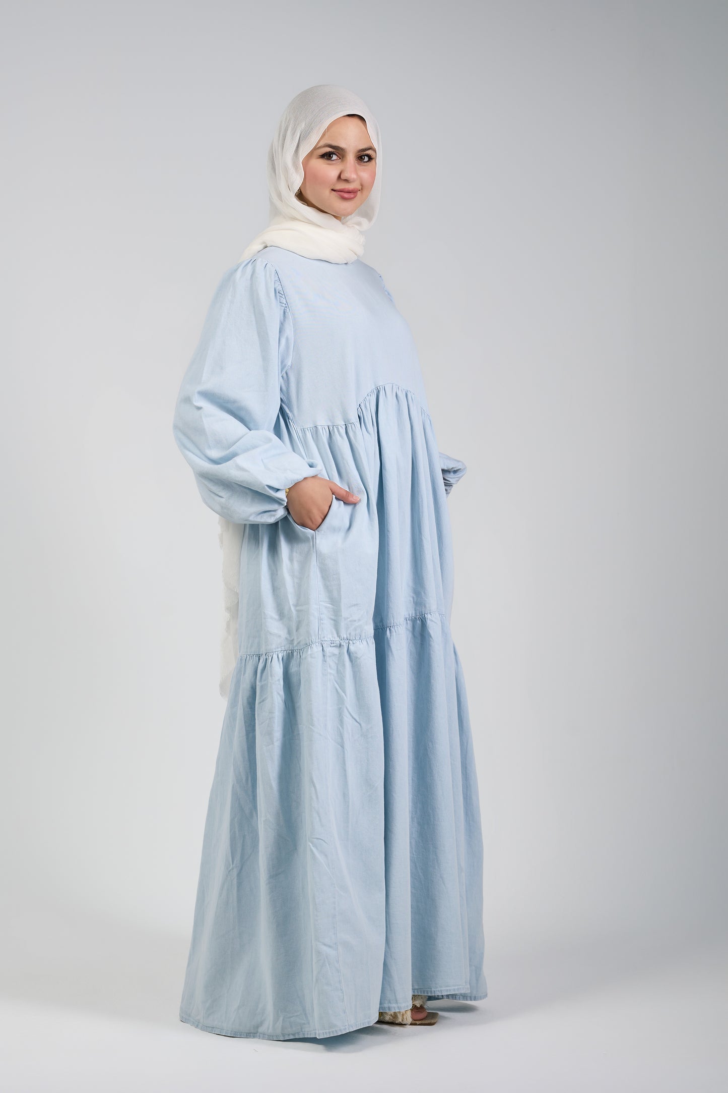 TAJ Denim Dress - Baby Blue