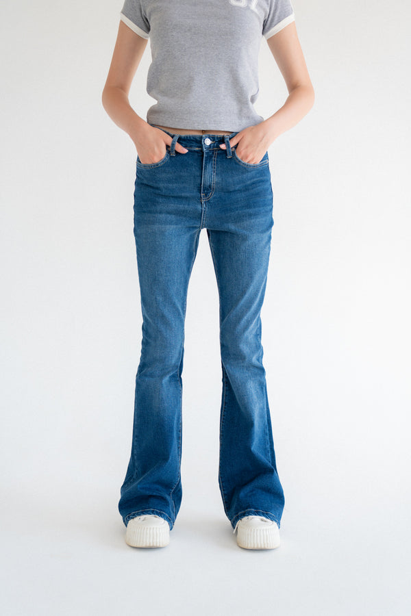 Taj-High-Waist Dark Blue Flare Jeans