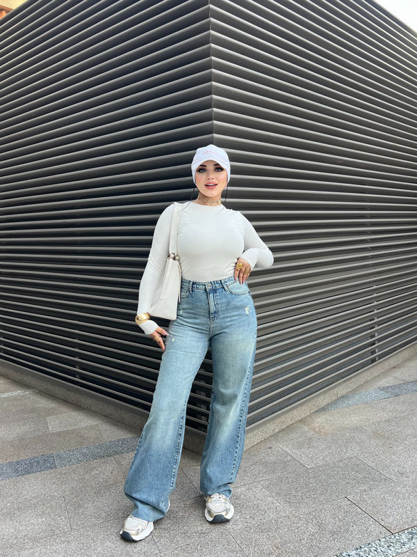 Taj-Hight-Waist Light Acid Wash Straight Leg Jeans